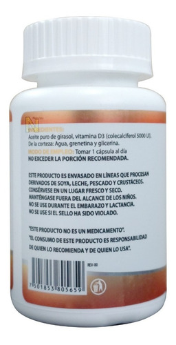 Imagen 4 de 4 de Vitamina D3 5000 Ui (100 Caps) Naturalhealth