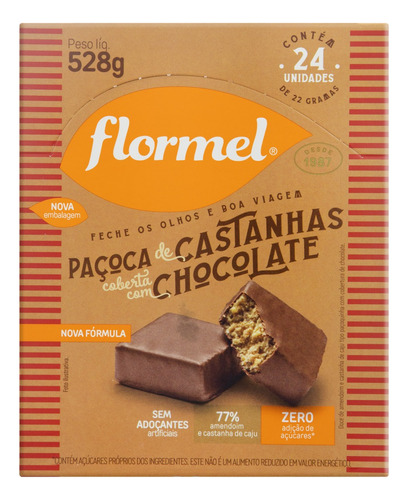 Paçoca de Castanhas display Flormel sem glúten 528 g pacote x 24 u