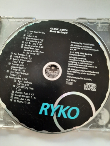 Frank Zappa - Sheik Yerbouti Cd Made In Usa (Usado)