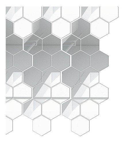 100x Espejo Azulejos Pegatinas De Pared Plata 46x40x23mm
