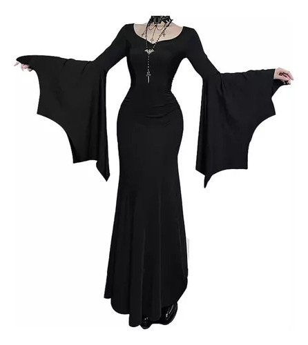 Disfraz De Morticia Addams Para Mujer, Vestido De Halloween