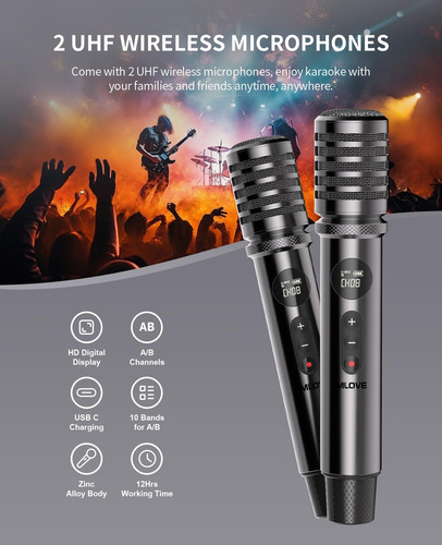 Máquina De Karaoke Mlove Con Bluetooth Y Micrófono Inalámbri