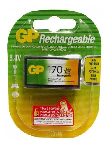 Pila 9v Recargable 170ma Marca Gp