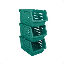 Comprar Set X3 Gavetas Plasticas Apilables Organizadoras 35x24x20