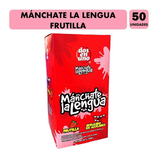 Chicle Manchate La Lengua De Rojo - Frutilla (caja Con 50un)