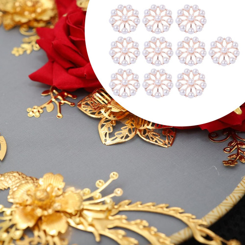 10 Adornos De Flores Con Diamantes De Imitación En Tipo C