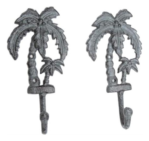 Wowser Ganchos De Pared De Hierro Fundido Con Palmera, Decor