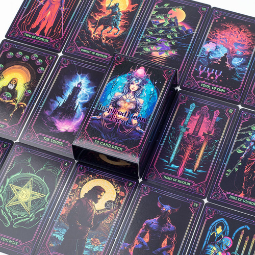 Deck De Néon Inspirado Em Inglês De 78 Cartas | Tarot As Vis