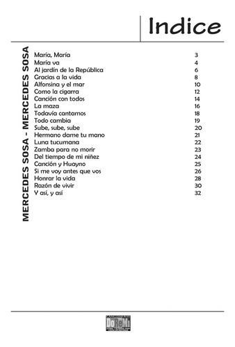 Libro Cancionero P/guitarra Mercedes Sosa Fisico