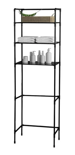 Toallero Mueble Organizador Baño Rack Estante Sanitario Color Negro