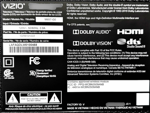 Tarjeta T-con Vizio M657-g0 65t55 C0g Ctrl (Usado)