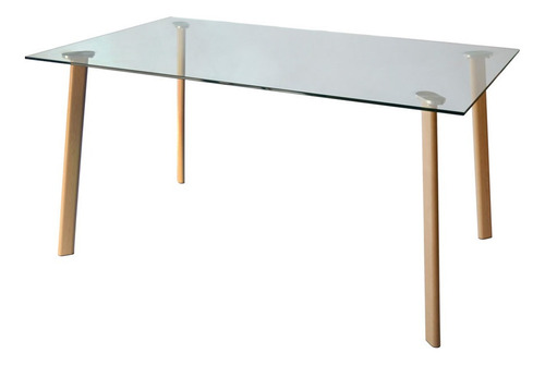 Mesa De Comedor Vidrio Rectangular Metal 120x80cm - Ferra Patas Marrón