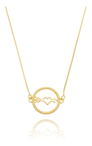 Colar Com Medalha Cupido Banhado A Ouro 18k