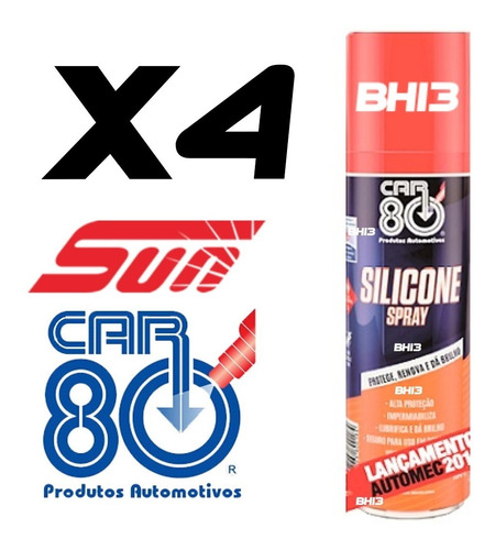 Car80 Silicone Spray 300ml Kit Com 4 Latas