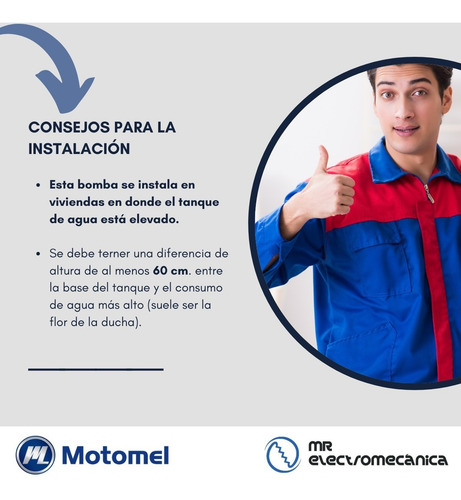 Imagen 8 de 10 de Bomba Presurizadora 3 A 4 Baños + Cocina + Lavadero. Termotanque O Calefón. Motomel Mbp 270 Frente Bronce