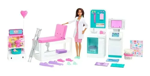 Muñeca Barbie Play Set Clínica Médica + Muñeca Y Accesorios