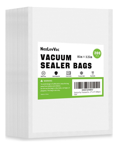 Vacuum Sealer Bags 200 Quart 8x12 Inch, Seal A Meal Bags, Bp