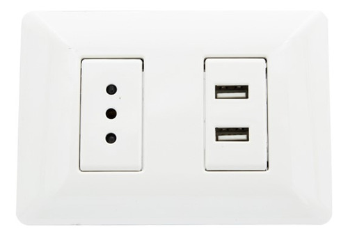 Enchufe Tomacorriente Simple Con 2 Usb Philco Color Blanco