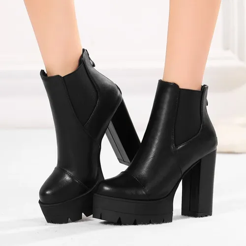 Bota Mujer Botines De Plataforma Con Tacón Alto Y Grueso