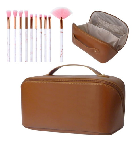 Bolsa De Cosméticos De Belleza Multifuncional, 10 Brochas De