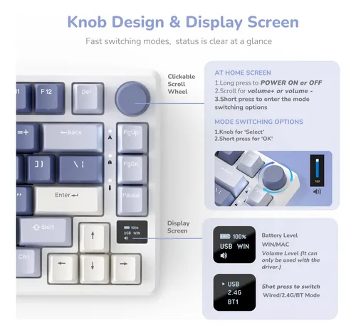 Rk Royal Kludge Teclado Mecánico M75 Con Pantalla Intelige.