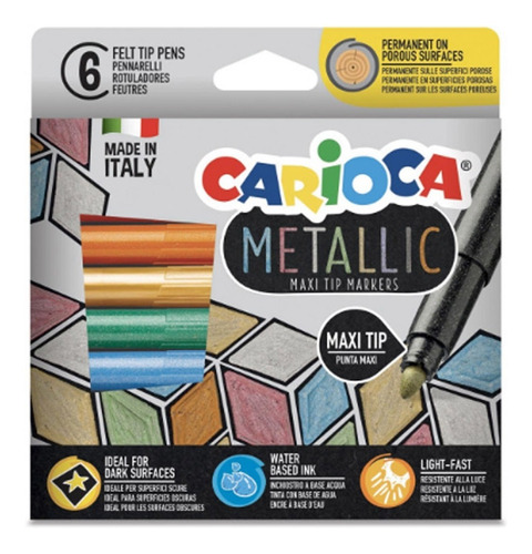 Marcadores Carioca Maxi Metallic X 6 Colores Made In Italy