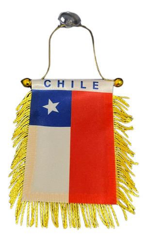 Bandera De Chile Con Flecos Para Auto Con Chupon Agarre