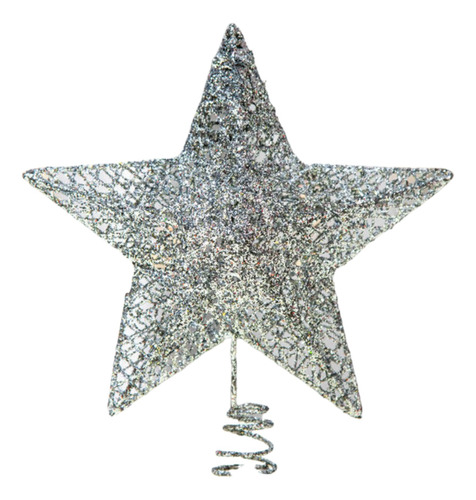 Adorno Estrella 24cm Metal Escarcha Decoración Árbol Navidad