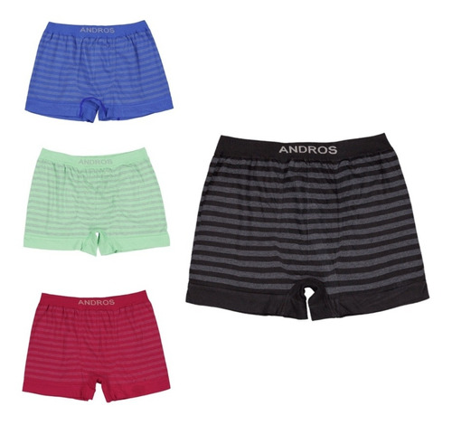 Pack X3 Andros Boxer Algodon Multirayas Art. 5244 T. S-xxl