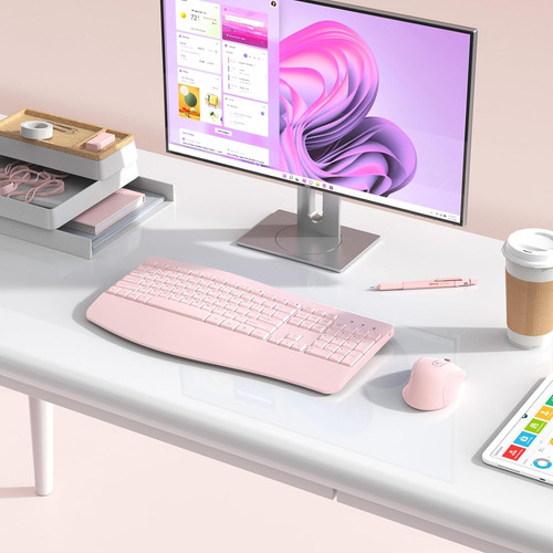 Teclado Y Mouse Inalámbricos, Teclado Ergonómico Y Mouse Com