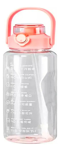 Botella 2 Lt Agua Kawaii Deportiva Motivacional Medio Galón Color Rosa