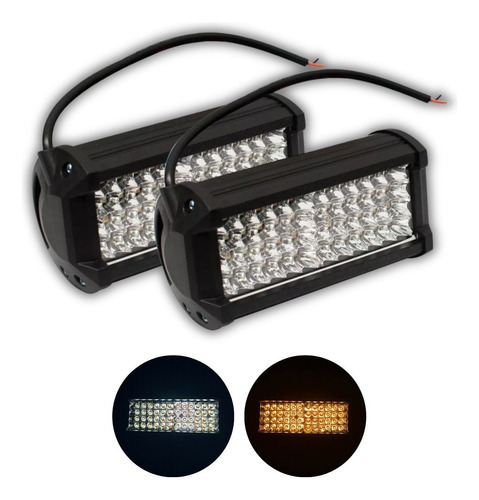 Par Faro Barra 48 Led Rectangular Bicolor Fija Estrobo Duall