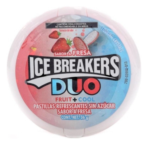 5 Pzas Dulces Ice Breakers Duo Sin AzĂșcar Fresa 36g