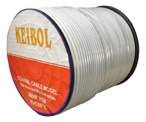 Cable Coaxial Carreto Rg6 X305 Mts Blanco Keibol (ht10084)