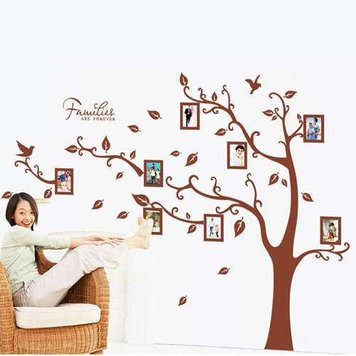 Vinilo Sticker Decor Arte Pared - Arbol Grande Marron Fotos