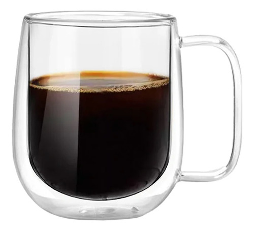 Taza Vaso Doble Vidrio Mug Café 240ml Asa Frio/calor Set X4