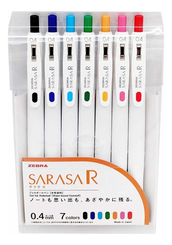 Set Zebra Sarasa R 0.4 Mm - 7 Colores Gel Original Japonés