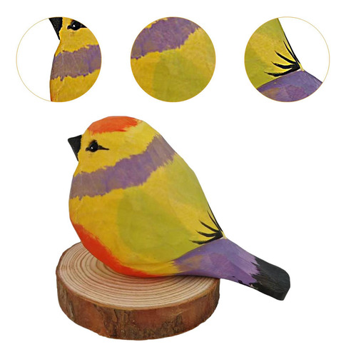 Estatua De Pájaro De Madera, Figura De Animal, Amarillo