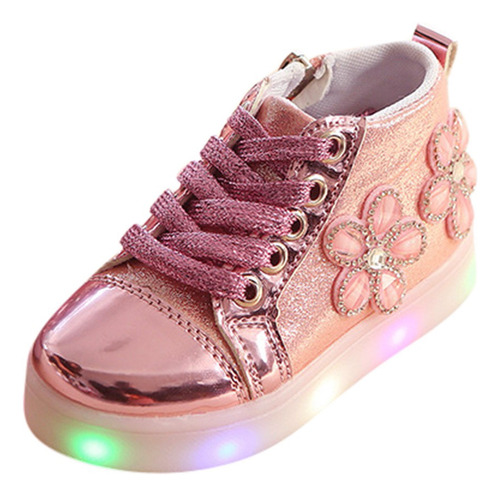 Zapatos Para Bebés Y Niñas Con Luz Led De Cristal Floral Lum