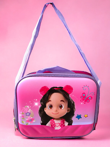 Mochila Maria Clara Jp Kit Escolar Lancheira Estojo Cor Rosa Desenho Do Tecido Maria Clara E Jp