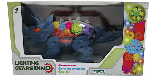 Lighting Gears Dino Triceratops Con Luz Y Sonido Azul