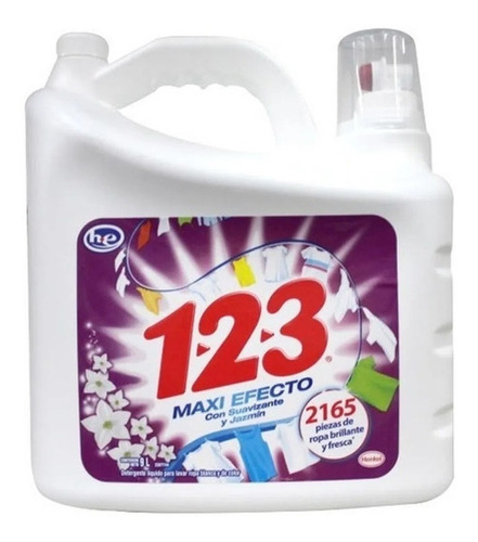 Detergente Liquido 123 Suavizante Jazmin 9 Lt