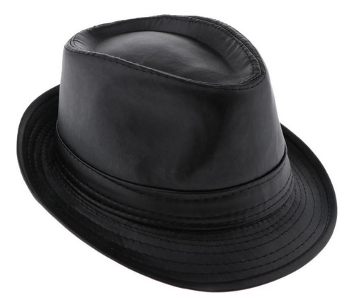 W Sombrero De Copa De Cuero Pu Gorro De Jazz Clásico Unisex