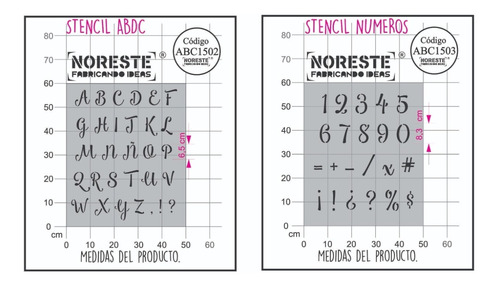 Stencil Kit X2 Abecedario + Numeros Simbolos  50x60  1502/03