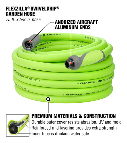 Flexzilla Garden Hose With Swivelgrip, 5/8 In. X 75 Ft., ...