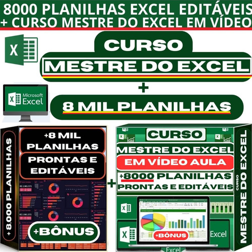 Seja Expert Em Excel: +8 Mil Planilhas + Curso Completo