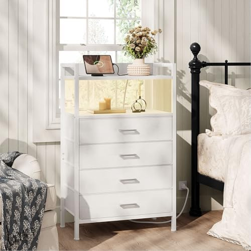 Cómoda Blanca Para Dormitorio De Niñas, Cómoda De 4 Cajones