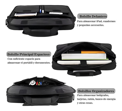 Pasta Para Notebook, Bolsa Notebook Para 15,6 Polegadas Masculina Impermeável E Acolchoada, Maleta Para Notebook Executiva Portátil Estilo Bandolera Acessórios Para Notebook Taygeer 1073 Cor Preto