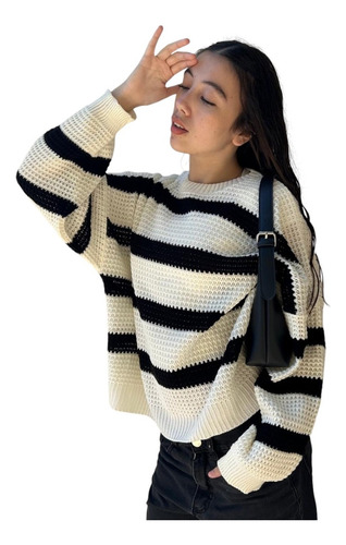 Sweater De Mujer Rayado Pack X 2 Punto Ingles Pullover Hilo