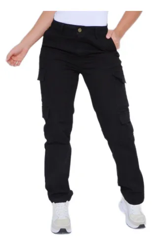 Jeans cargo online negro mujer